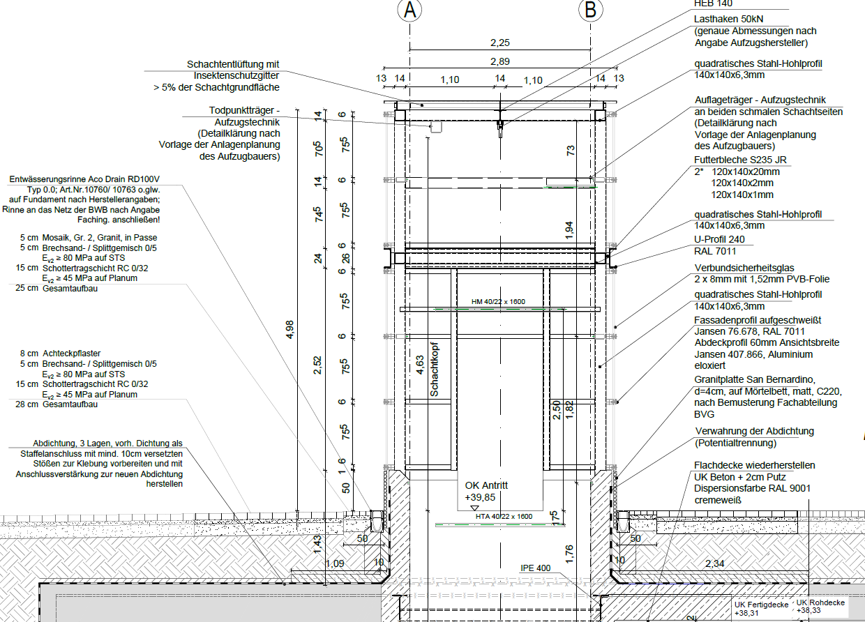 Ausf&uuml;hrungsplanung Aufzug