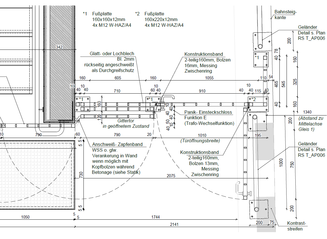 Ausf&uuml;hrungsplanung Ausschnitt Schutzgittertor
